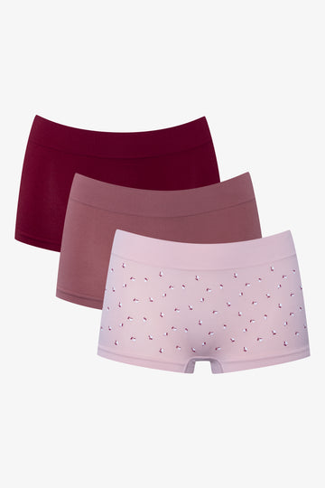 3 Pack Seam Free Boyleg Panties Floral