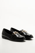 Gold Trim Loafers Black