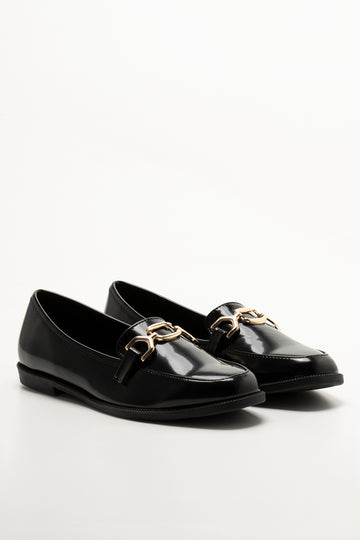 Gold Trim Loafers Black