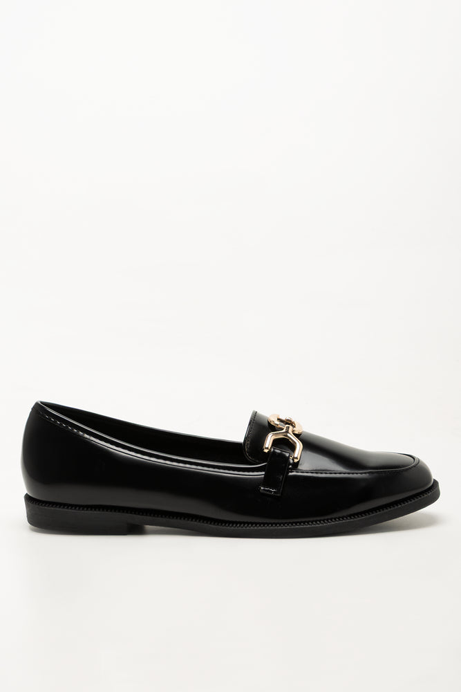 Gold Trim Loafers Black (1)