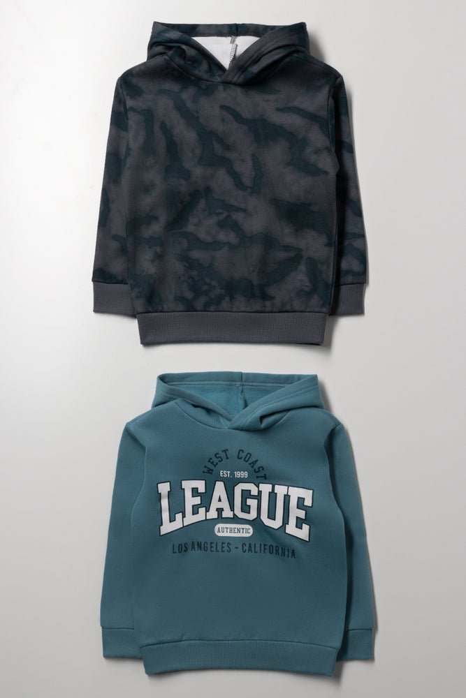 2 Pack Hooded Tracktops Charcoal And Blue