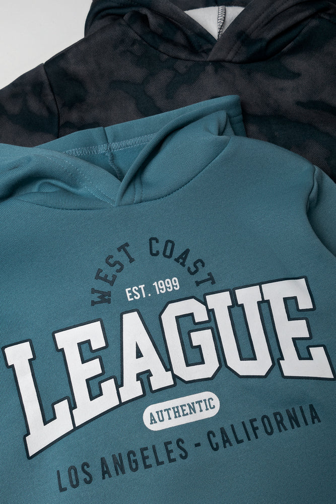 2 Pack Hooded Tracktops Charcoal And Blue