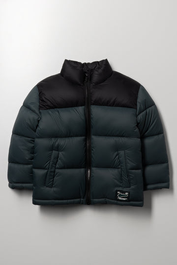 Puffer Jacket Black And Green