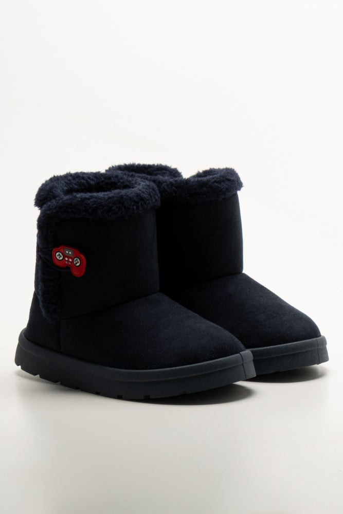 Gaming Button Comfy Boots Navy