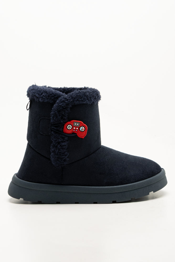 Gaming Button Comfy Boots Navy