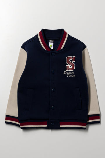 Fleece Baseball Jacket Navy