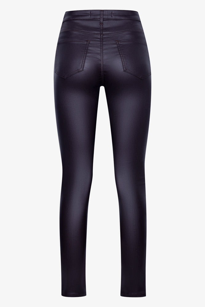 Coated Skinny Denim Jeans Dark Brown (1)