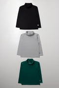 3 Pack Polonecks Black, Grey And Green