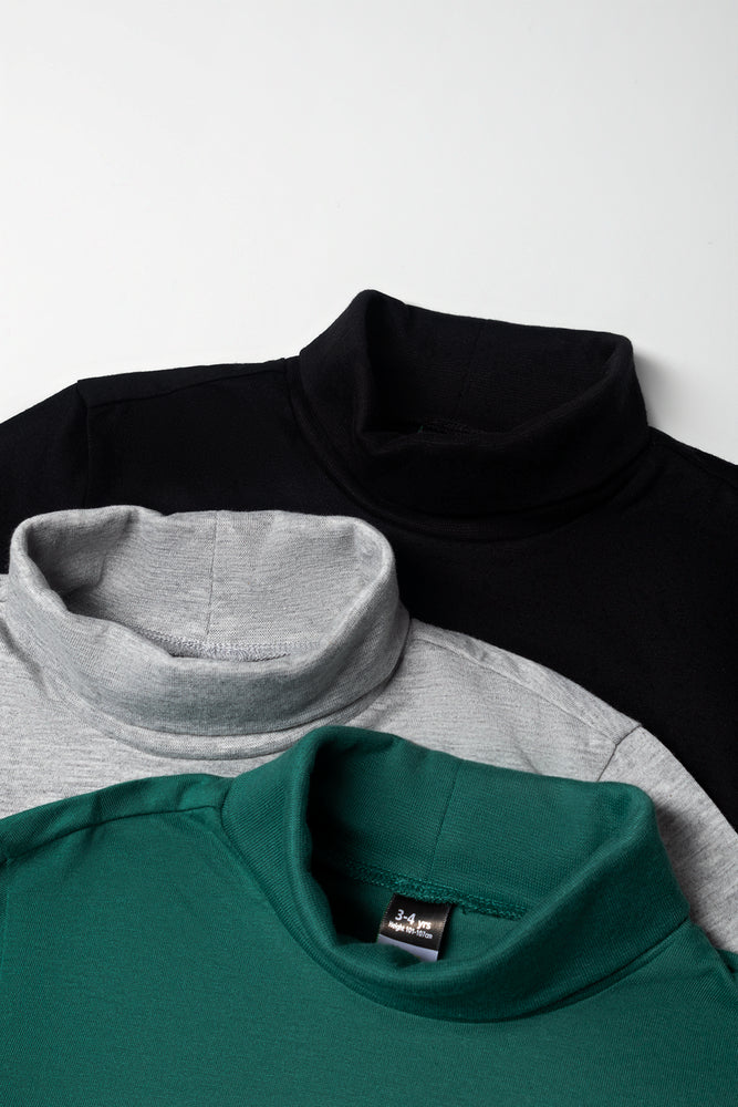 3 Pack Polonecks Black, Grey And Green (1)