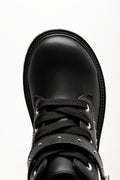 Heart Studded Lace Up Boots Black (4)