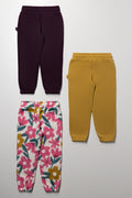 3 Pack Flower Trackpants Burgundy And Yellow (2)