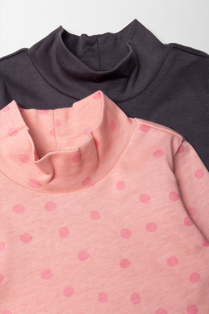 2 Pack Turtle Neck T-Shirts Brown And Pink (1)