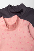 2 Pack Turtle Neck T-Shirts Brown And Pink (1)