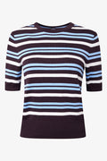 Stripe Ballerina Sleeve Top Brown And Blue