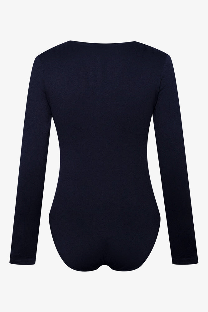 Rib Seamless Long Sleeve Bodysuit Black (1)