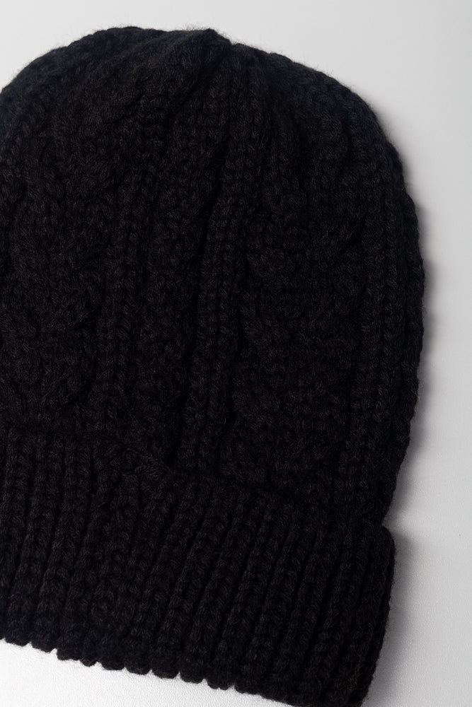 Chunky Knit Beanie Black (1)