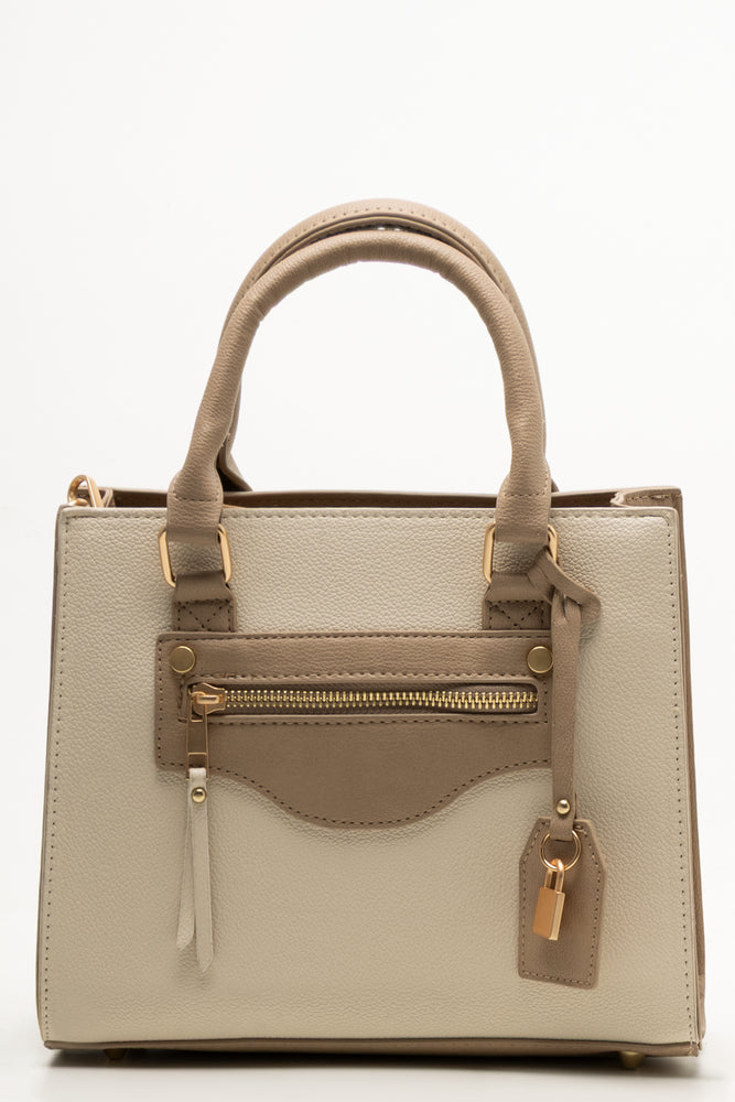 Mini Handbag With Pocket Detail Natural