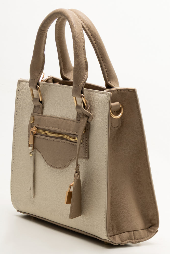 Mini Handbag With Pocket Detail Natural