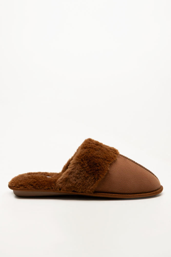 Seam Fur Slippers Rust