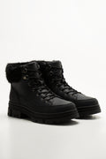 Fur Trim Boots Black