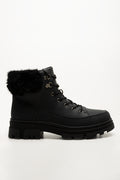 Fur Trim Boots Black (1)
