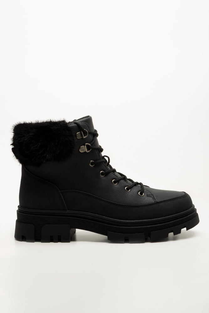 Fur Trim Boots Black (1)