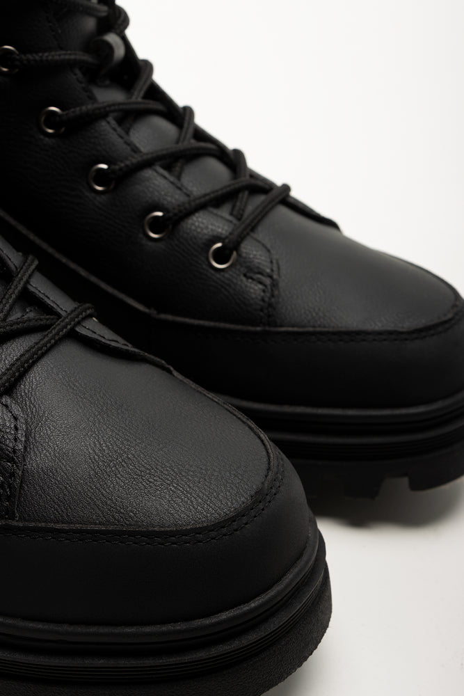 Fur Trim Boots Black (2)