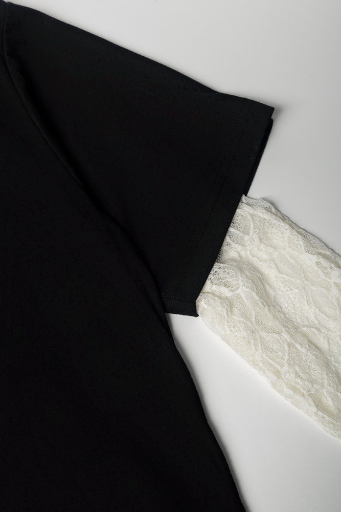 Oversized Lace Detail Top Black (1)