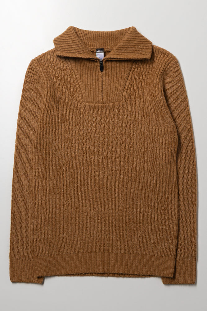 Quarter Zip Jersey Camel | Jackets & Knitwear | Ackermans
