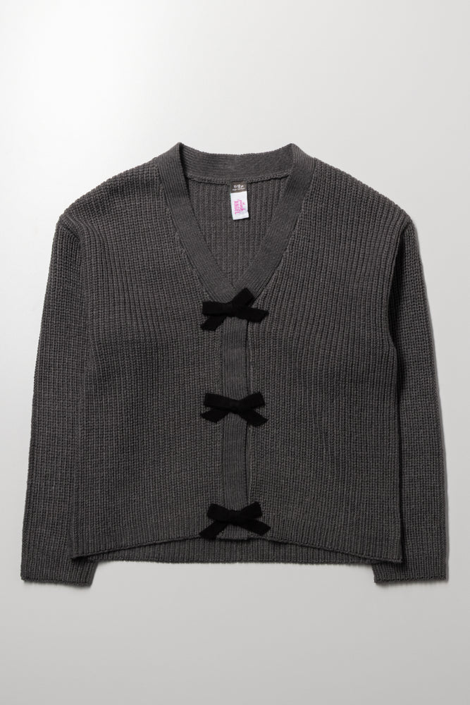 Bow Cardigan Dark Grey