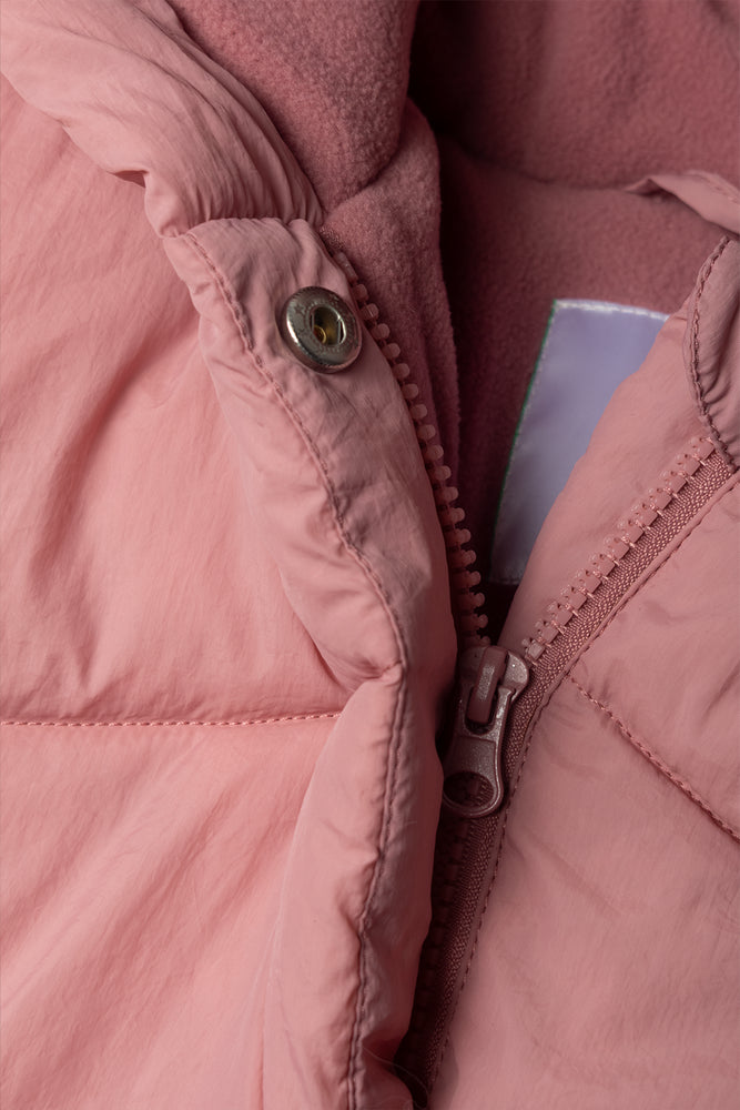 Crinkle Longline Puffer Jacket Pink