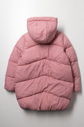 Crinkle Longline Puffer Jacket Pink (2)
