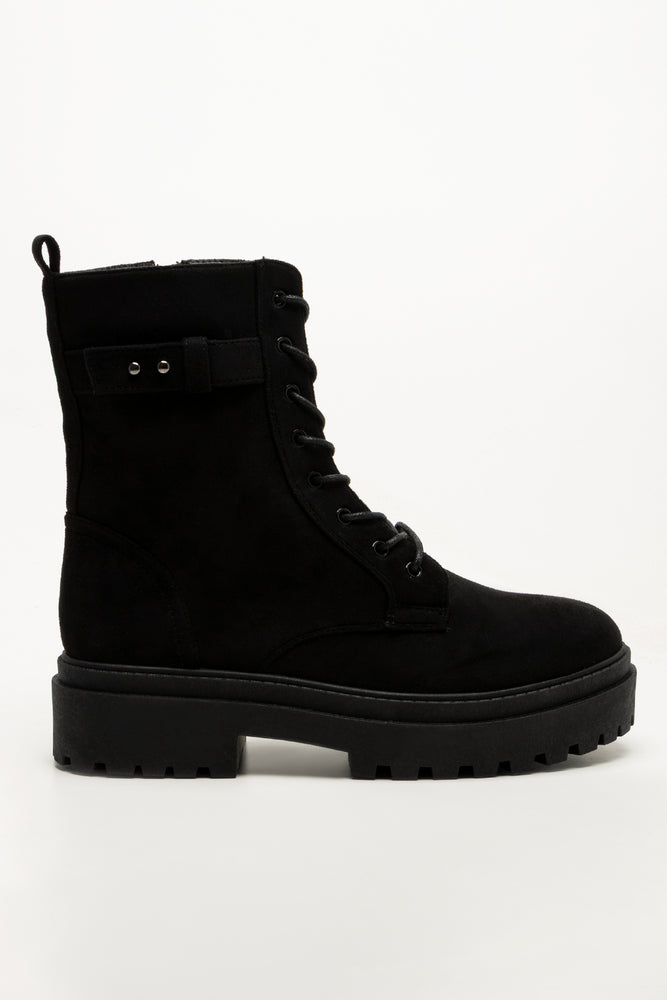 Chunky Lace Up Boots Black (1)
