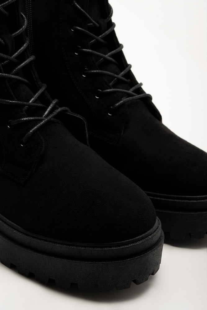 Chunky Lace Up Boots Black (2)