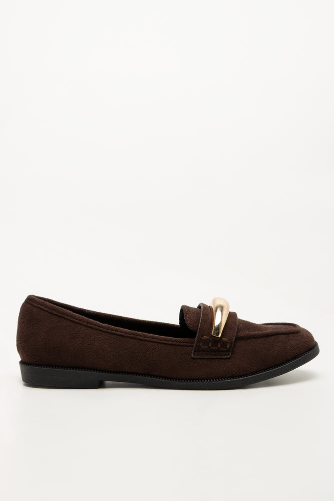 Metal Trim Loafers Brown