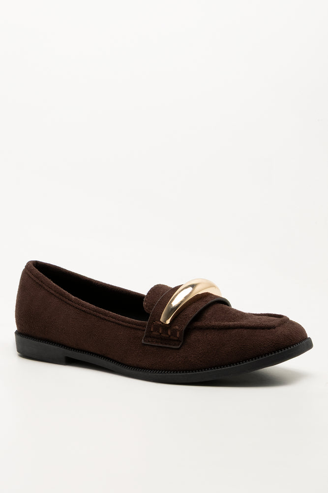 Metal Trim Loafers Brown (1)