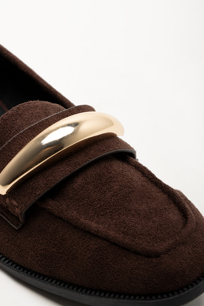 Metal Trim Loafers Brown (2)