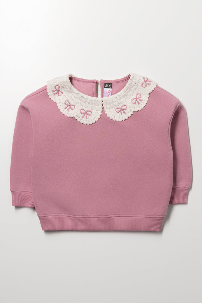 Crochet Collar Tracktop Pink
