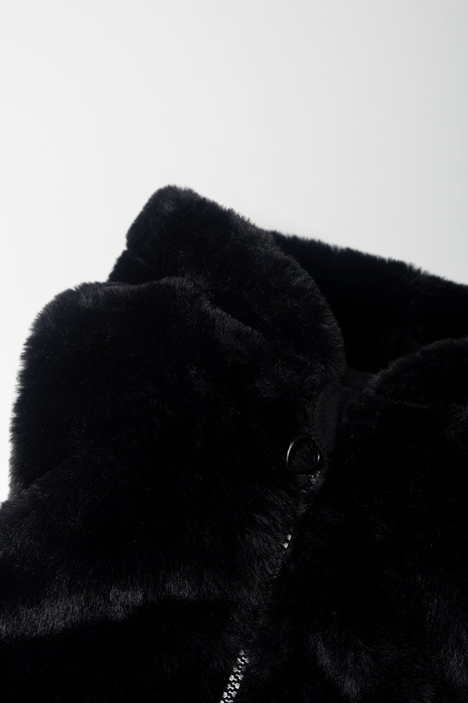 Fur Sleeveless Jacket Black