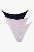 3 Pack Lace Trim Strappy Thongs Multicolour