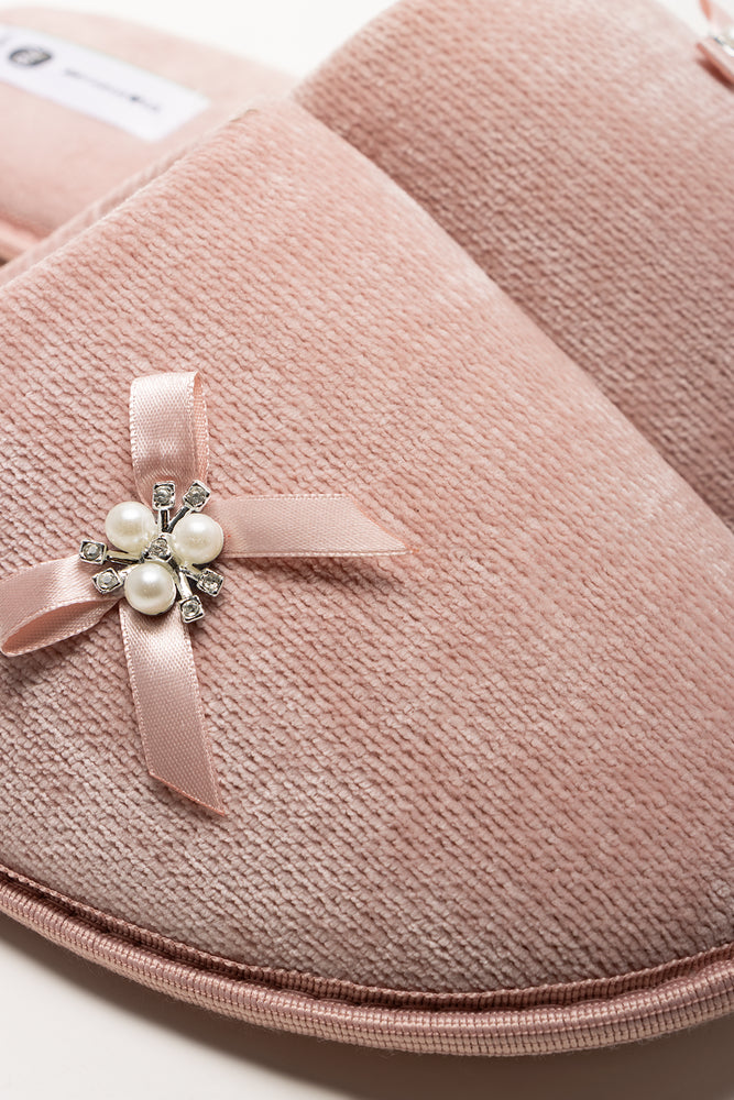 Pearl Trim Slippers Light Pink (2)