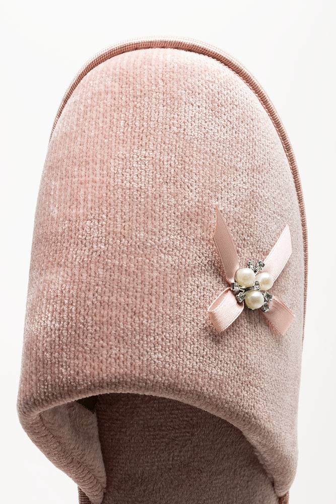 Pearl Trim Slippers Light Pink (4)