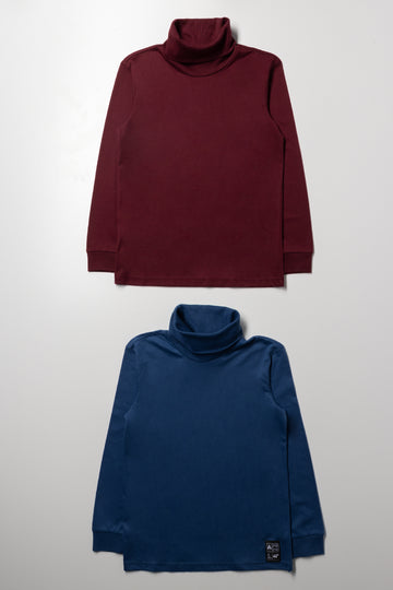 2 Pack Polonecks Burgundy & Navy