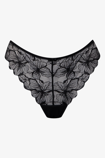 Black Floral Lace Thong