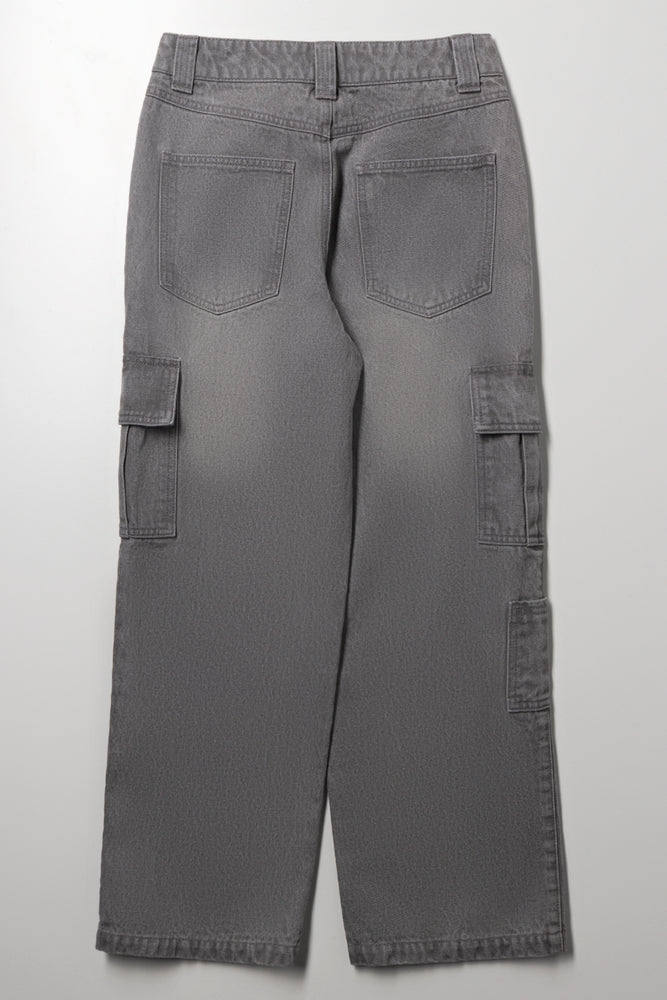 Baggy Cargo Denim Jeans Grey (2)