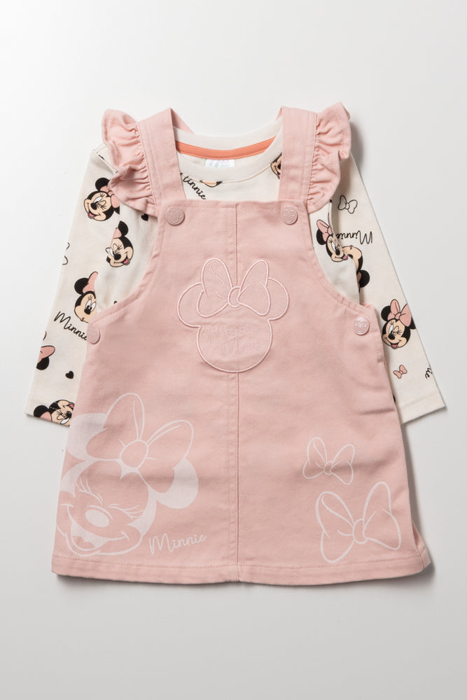 Minnie Mouse Pinafore Dress Set Pink