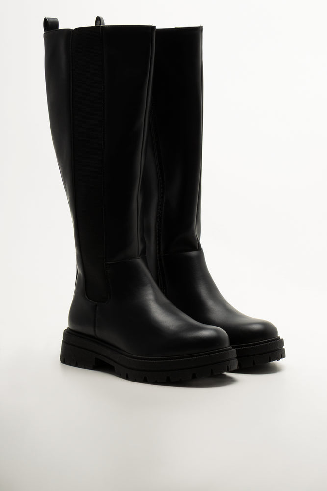 Chunky Long Boots Black