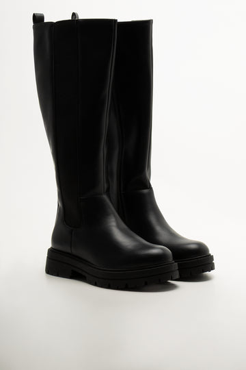 Chunky Long Boots Black