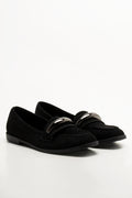 Metal Trim Loafers Black