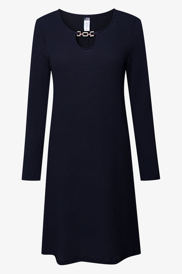 Short Knit Gold Trim Dress Black